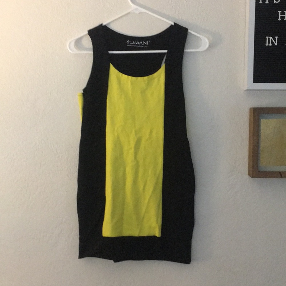 Black/yellow mini dress